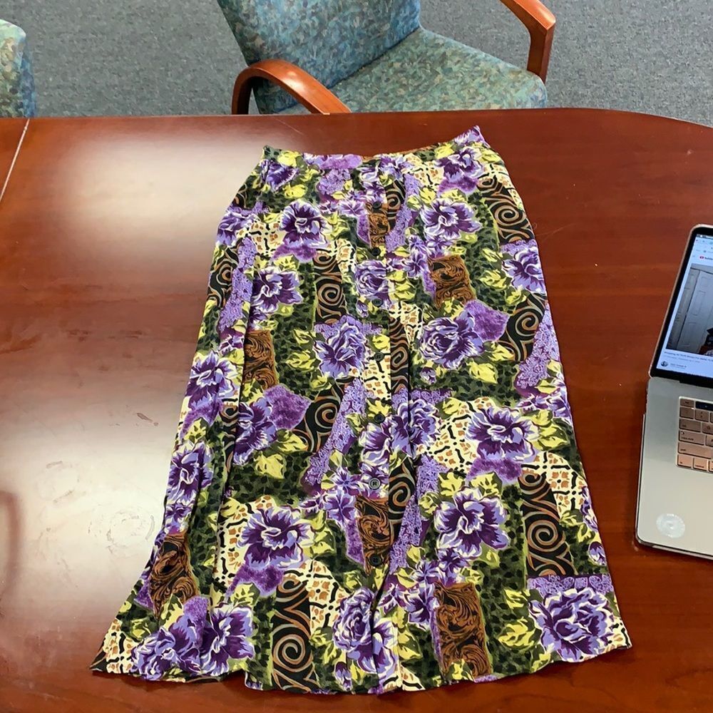 Pappagallo Vintage Cottagecore Silk Skirt sz 14